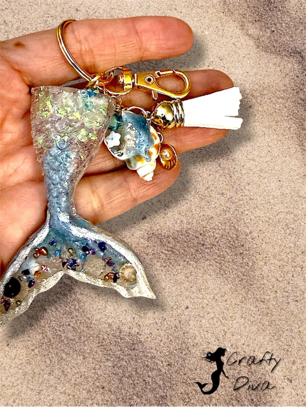 Mermaid Set Earrings & Keychain, Mothers Day, Shells, Jewelry, Gift, Birthday